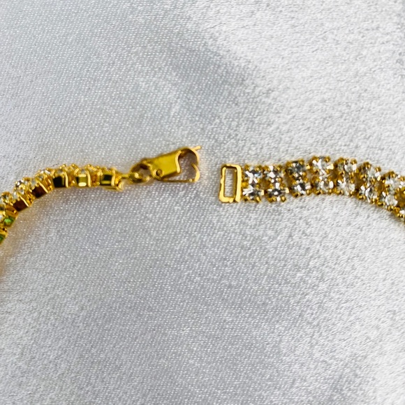 Deep Red Ruby & Gold Color Rhinestones NECKLACE / Stunning Statement necklace - Picture 2 of 4